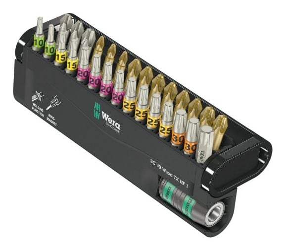 Wera 05057436001, 29 styck, Phillips, Pozidriv, Torx Plus, 1/4", PH 2, PH 3, PZ 1, PZ 2, PZ 3, TX10, TX15, TX20, TX25, TX30, TX40