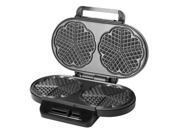 Emerio WM-123356, 10 vafler, Hjerte (form), Sort, 14 cm, 1200 W, Bisfenol A (BPA)