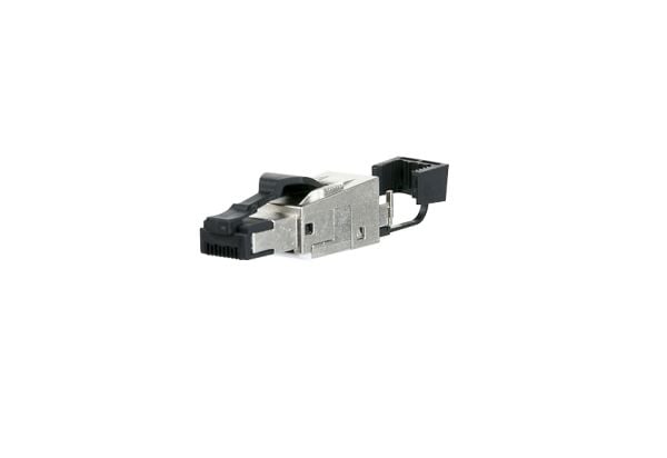 METZ CONNECT pro - Verkkoliitin - RJ-45 (uros) - suojattu - CAT 6e - IEEE 802.3an - solmuton - musta