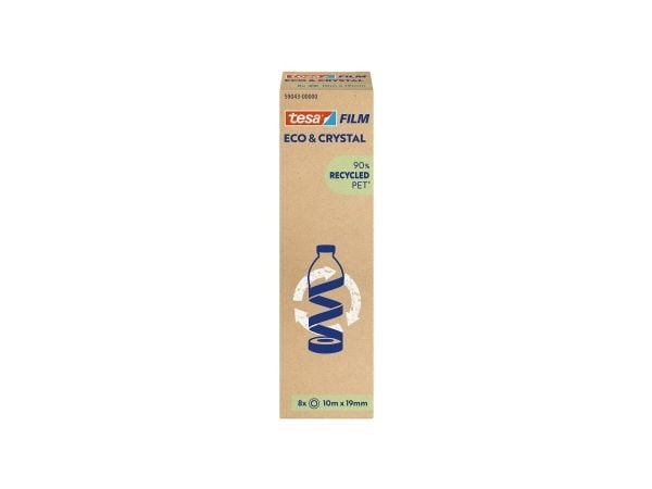 TESA Eco & Crystal, Gjennomsiktig, Monokromatisk, Polyetylentereftalat (PET), Permanent, 10 m, 19 mm