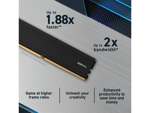 Crucial - DDR5 - sett - 32 GB: 2 x 16 GB - DIMM 288-pin - 6000 MHz / PC5-48000 - CL48 - 1.1 V - ikke-bufret - on-die ECC - svart