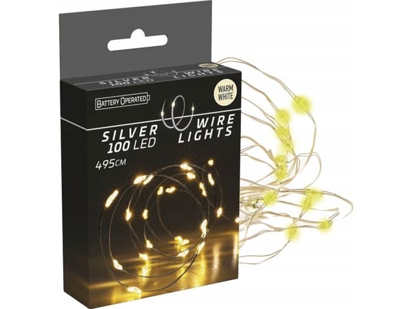 Lampki choinkowe Christmas decoration LAMPKI DRUCIKI NA BATERIE GIRLANDA 100 LED CIEPŁY BIAŁY