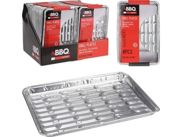 BBQ aluminiumbackar för grill 24x16 cm, 4 st.
