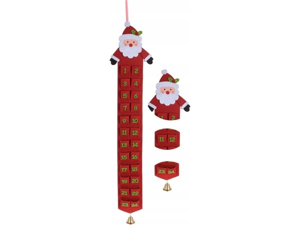 Julepynt Home Styling Collection FILT ADVENTSKALENDER RØD NISSE