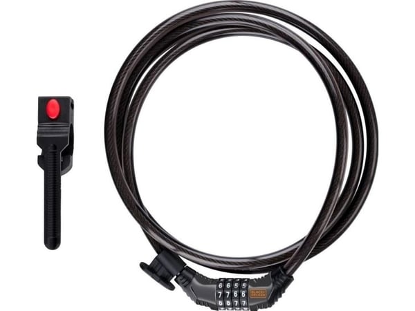 OnGuard sykkellås vaier med kode 10x900 mm m/ feste Black+Decker