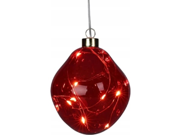 Julepynt BOMBKA FORMÓWKA GLASSDROP LED 10 cm RØD