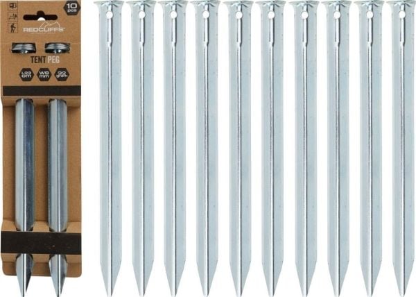 Redcliffs tältpinnar 23 cm set (10 st) i metall
