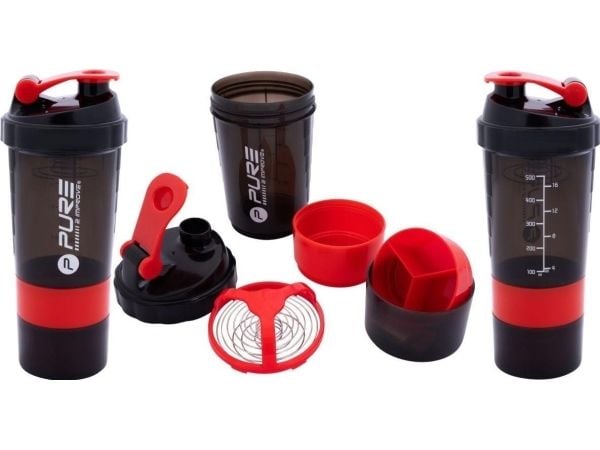 Victoria Sport BIDON FITNESS SHAKER 500ML GREY/RED PURE 2 IMPROVE