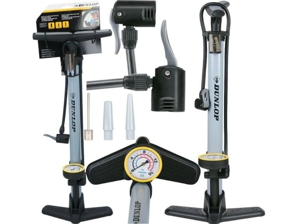 Dunlop VERKSTED SYKKELPUMPE DUNLOP 230Psi (16Bar) MED MÅLER, GRÅ