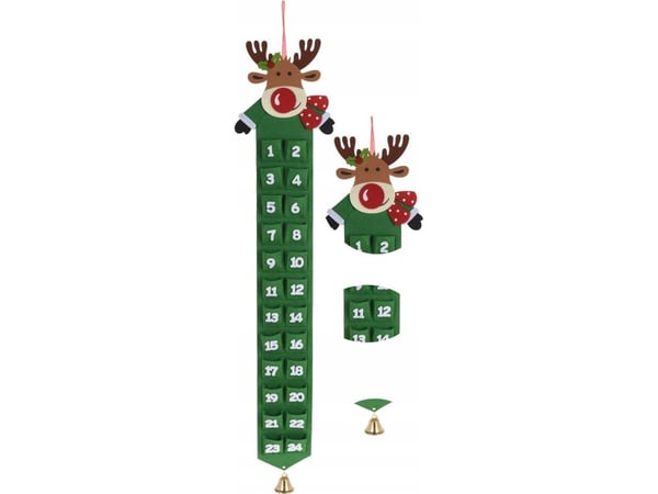 Julepynt Home Styling Collection FILT ADVENTSKALENDER GRØNN REINSYR
