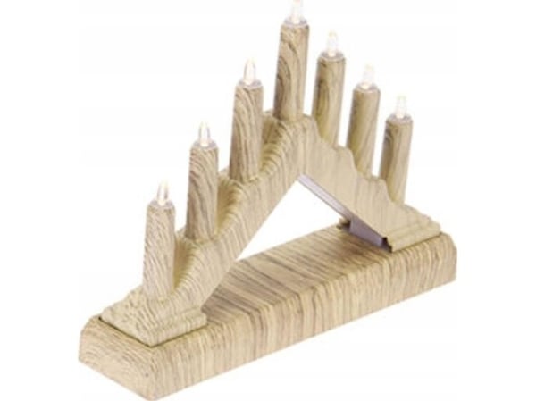 Julepynt adventslysestake 15,5x3,2x13,5cm 7 lysdioder batteridrevet furu