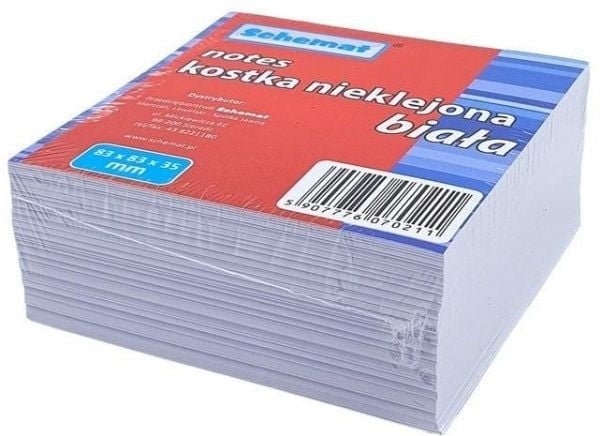 SCHEMAT papirblokk kub hvit 83x83x35 mm ikke-klistret