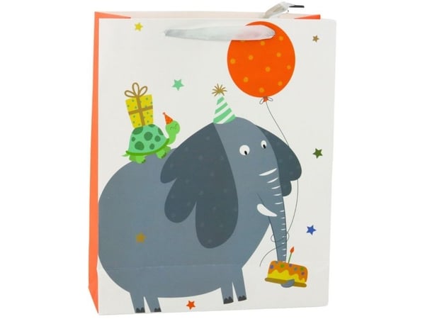 Lean gavepose i papir bursdag elefant 32 x 26 x 12 cm