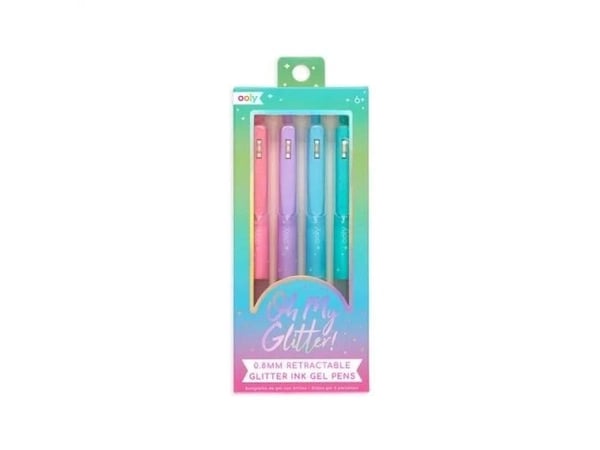 OOLY Oh My Glitter!, Uttrekkbar gelépenn, Blå, Grønn, Rosa, Lilla, Flerfarget, Rund, Ambidekstriøs, Utstillingseske