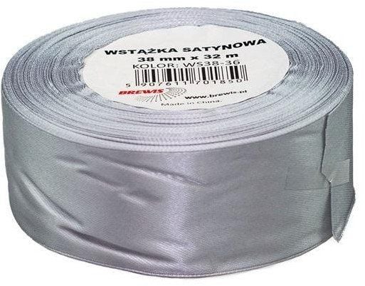 BREWIS satengbånd sølv 38 mm x 32 m