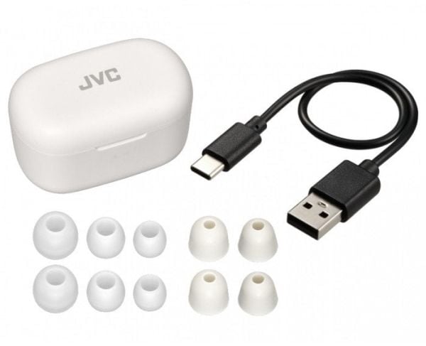 JVC HA-A25T - True wireless-hörlurar med mikrofon - inuti örat - Bluetooth - aktiv brusradering - vit