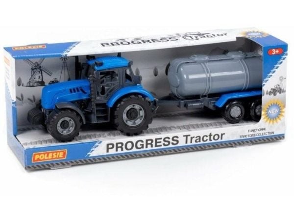 Traktor med tankvogn 37x10x11cm, blå