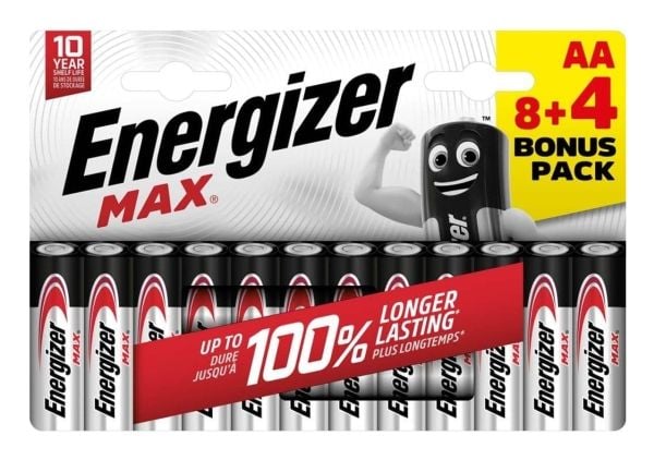 Energizer Max AA, Engangsbatteri, AA, Alkalinsk, 12 stykker, 10 år, 167 mm