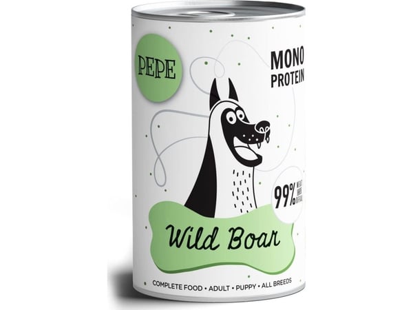 Paka Zwierzaka Märkäruoka PEPE MONO PROTEIINI Villisika (hirvenliha) 400g
