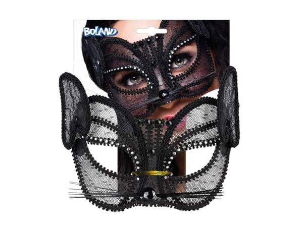 Svart katt halvmask