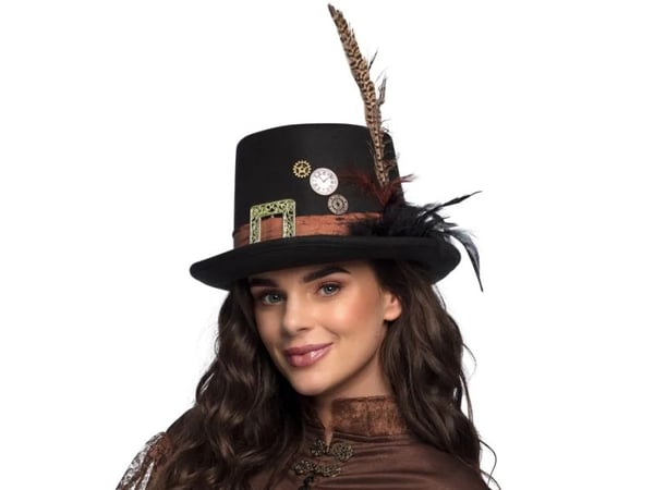 Boland 54501, Hatt til kostyme, Voksen, Alle kjønn, Feather, Strykejern, Polyester, Sort, 140 g