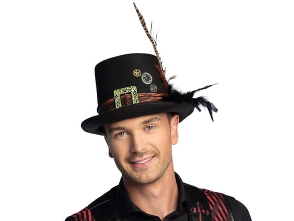 Boland 54501, Hatt til kostyme, Voksen, Alle kjønn, Feather, Strykejern, Polyester, Sort, 140 g