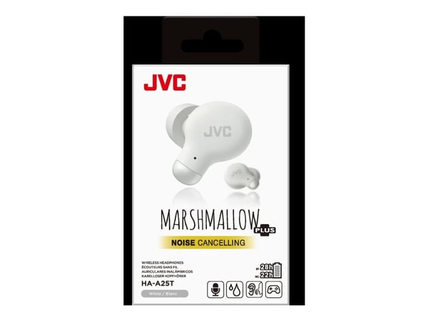 JVC HA-A25T - True wireless-hörlurar med mikrofon - inuti örat - Bluetooth - aktiv brusradering - vit