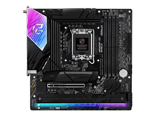 ASRock Phantom Gaming B860M LIGHTNING WIFI - Moderkort - micro ATX - LGA1851-uttag - B860 Chipuppsättning - USB4, USB-C 3.2 Gen2, USB 3.2 Gen 2, US...