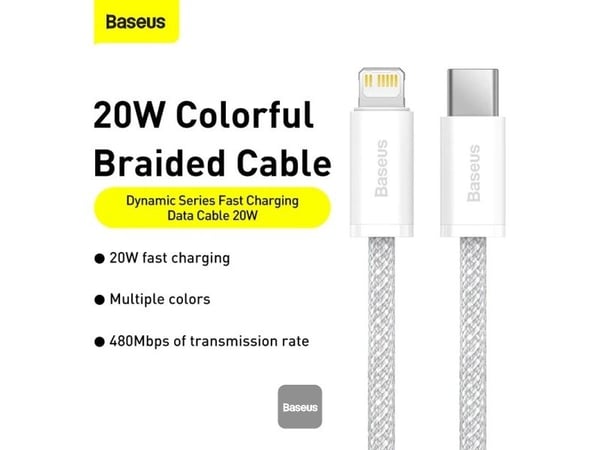 Baseus CALD000102, 2 m, Lightning, USB C, Hankjønn, Hankjønn, Hvit