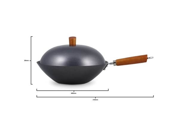 Ken Hom KH331051, Rund, Wok-/stekepanne, Sort, Kull stål, Metall, Keramisk, Gass, Halogen, Induksjon