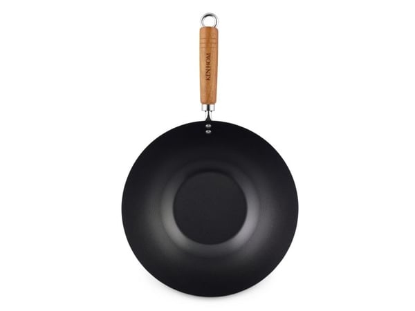 Ken Hom KH331051, Rund, Wok-/stekepanne, Sort, Kull stål, Metall, Keramisk, Gass, Halogen, Induksjon