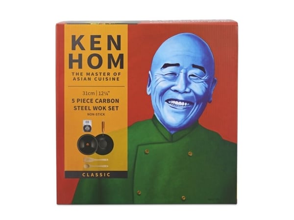 Ken Hom KH331051, Rund, Wok-/stekepanne, Sort, Kull stål, Metall, Keramisk, Gass, Halogen, Induksjon