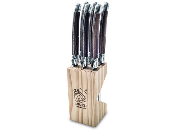 Laguiole Tradition Steakkniver i mørkt tre - 6 stk