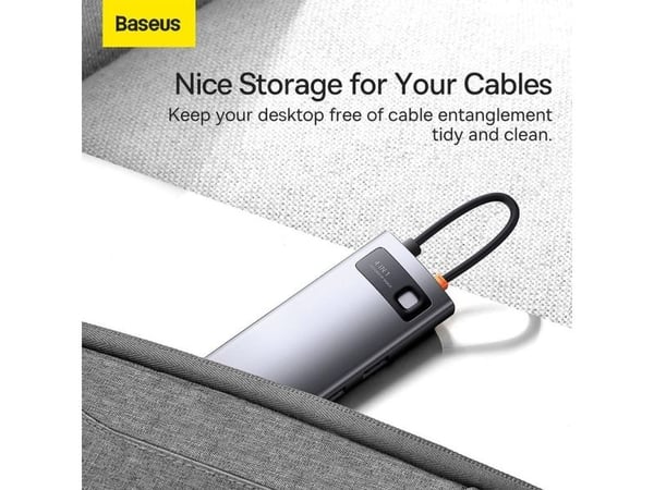 Baseus Metal Gleam, langallinen, USB 3.2 Gen 1 (3.1 Gen 1) Type-C, 100 Mbit/s, harmaa, 5 Gbit/s, alumiini