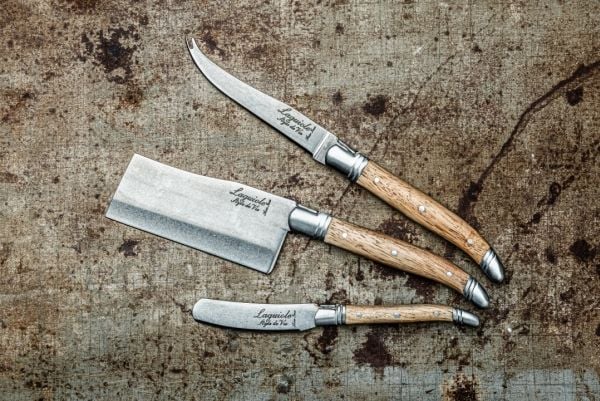 LAGUIOLE Cheese knives Laguiole Oak Wood Stonewash SET 3 SdV