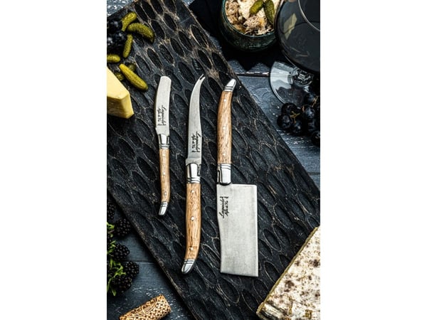 LAGUIOLE Cheese knives Laguiole Oak Wood Stonewash SET 3 SdV
