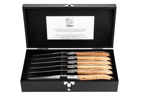LAGUIOLE Steak knives Laguiole Oak Wood Stonewash SET 6 SdV