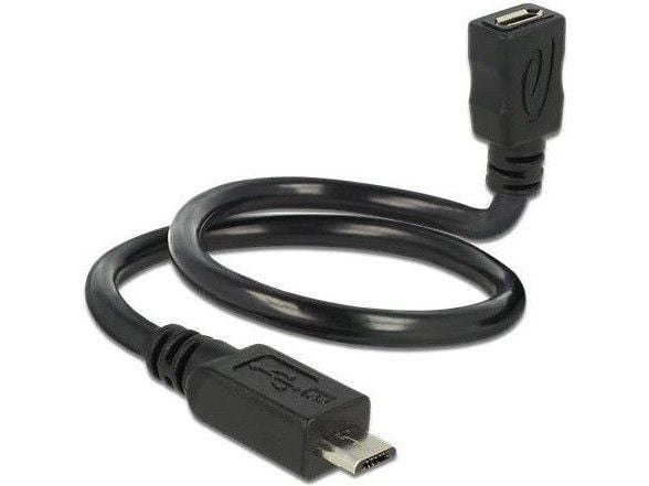 Delock OTG ShapeCable - USB forlængerkabel - Micro-USB Type B (hun) til Micro-USB Type B (han) - USB 2.0 OTG - 35 cm - lajittelu