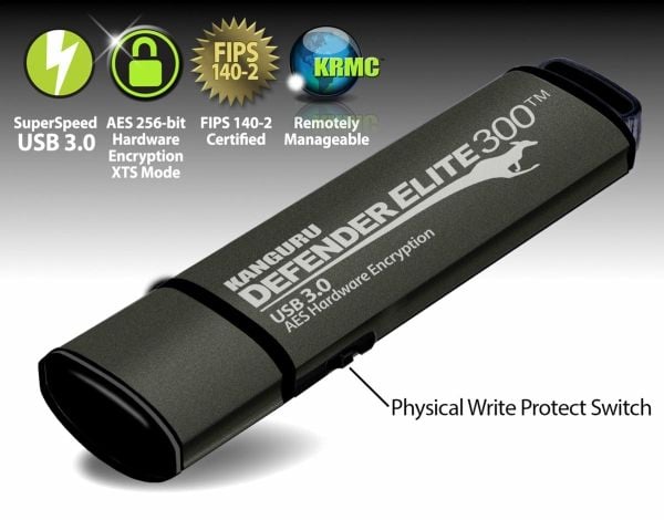 Defender Elite300 USB 256GB Kanguru USB3.0 Stick Kryptert, Kapasitet: 256GB KANGURU (KDFE300-256G)