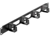 Intellinet 19" Cable Management Panel, 1U, 4 short plastic rings, Black - Rackkabelstyringspanel - svart, RAL 9005 - 1U - 19"