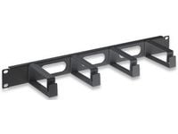 Intellinet 19" Cable Management Panel, 1U, 4 long plastic rings, Black - Rackkabelstyringspanel - svart, RAL 9005 - 1U - 19"