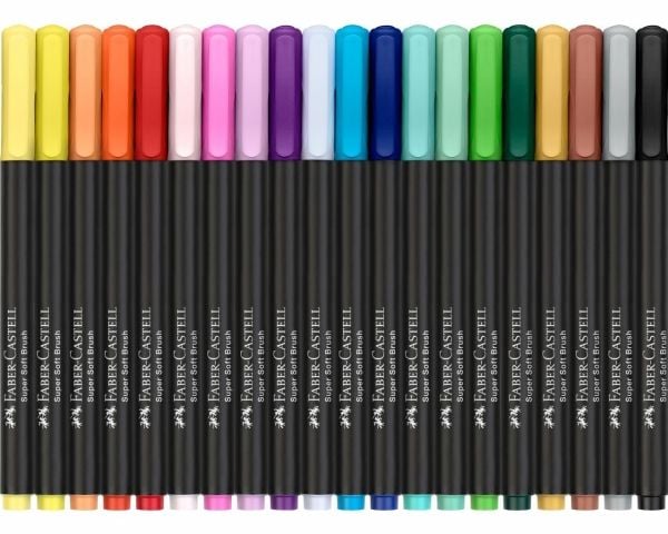FABER-CASTELL kuitukärkikynät Black Edition, laatikollinen 20 kpl Elintarvikeväriainepohjainen muste, pestävä - 1 kpl (116452)