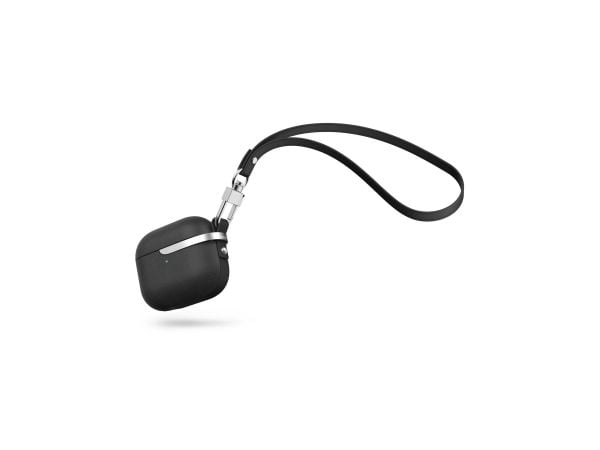 Moshi Pebbo Luxe - Langattomien kuulokkeiden latauskotelo - vegaaninahkaa - hiilenmusta - Apple AirPods -laitteille (3. sukupolvi)