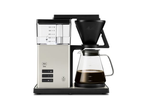 Melitta ONE, Filter kaffetrakter, 1,25 L, Kvernet kaffe, 1525 W, Svart, Krem, Transparent, Hvit