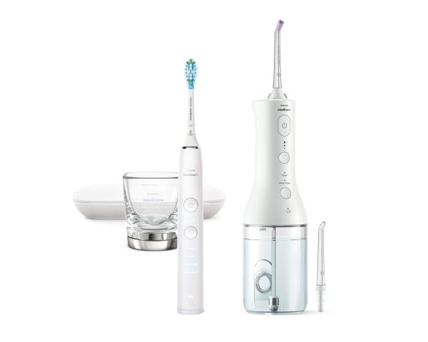Philips Sonicare DiamondClean 9000 HX3886 - Tannbørste og munnskyllesett - trådløs - hvit