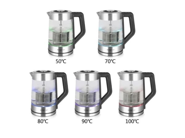 Emerio Kettle, 1.7L, glaskropp, filter av rostfritt stål