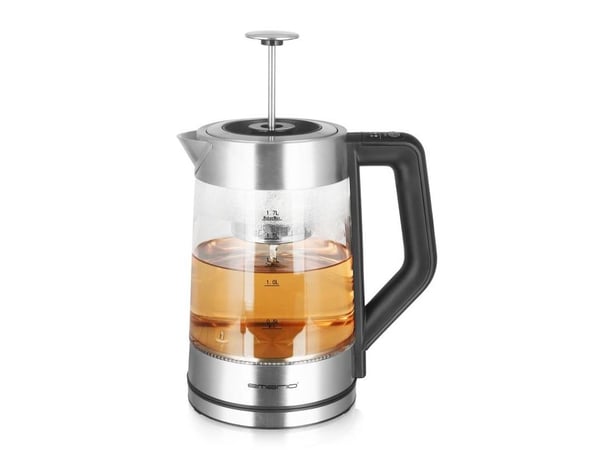 Emerio Kettle, 1.7L, glaskropp, filter av rostfritt stål