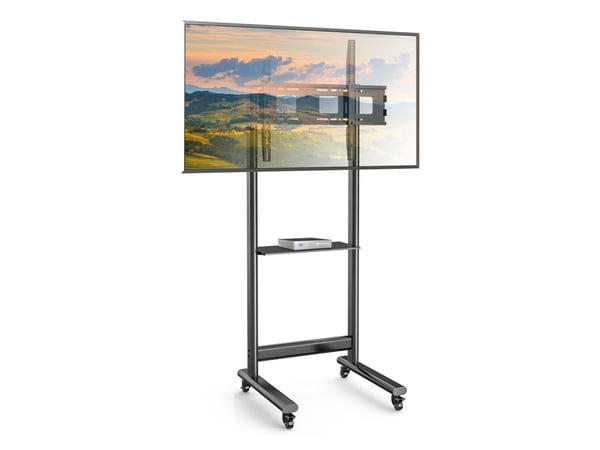 Mobil TV-stativ 50-90" opp til 70 kg, justerbar AV-hylle