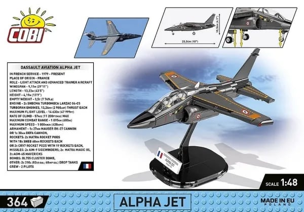 COBI Alpha Jet, Byggeklosser, 8 år, 364 stykker