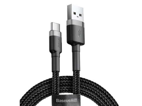 Baseus Cafule - USB-kabel - USB (hann) til 24 pin USB-C (hann) - USB 2.0 - 2 A - 3 m - gråsvart